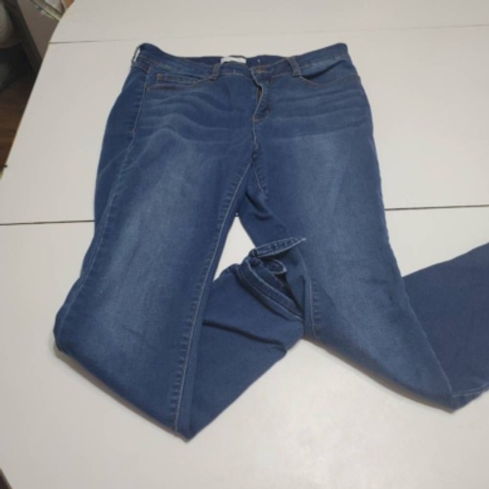 Lc Lauren Conrad Womens Straight Leg Jeans Blue Pockets Tie Hem Denim Juniors 1